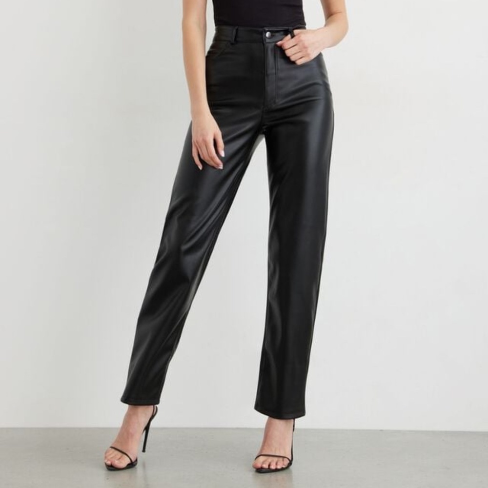Gisele Faux Leather Straight Pants - Size 4